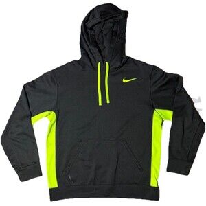 Nike Therma Fit Hoodie Mens M Black Volt Pullover Sweatshirt Athletic 485784-018